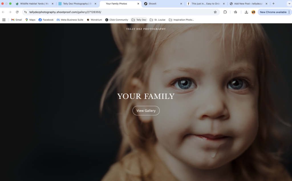 sample gallery page for convenient print ordering